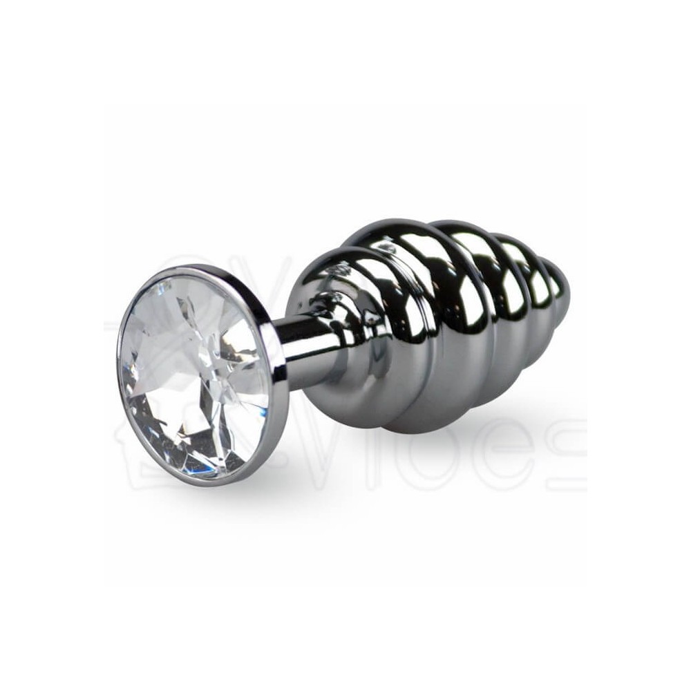 Plug anal argento small rigato 7,5 cm