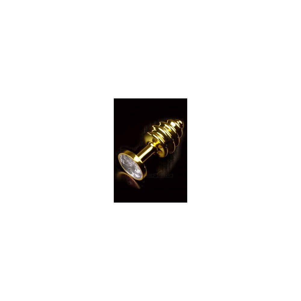 Plug anal argento small rigato 7,5 cm